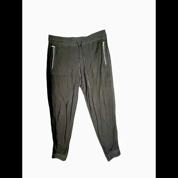 Lou & Grey Olive Green Cotton Joggers With Zipper Pockets Medium - Picture 2 of 3